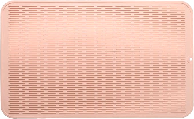 MicoYang Silicone Dish Drying Mat for Multiple Usage,Easy clean,Eco-friendly,Heat-resistant Silicone Mat for Kitchen Counter or Sink,Refrigerator or Drawer Liner Pink 3XL 28 inches x 18 inches