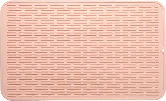 MicoYang Silicone Dish Drying Mat for Multiple Usage,Easy clean,Eco-friendly,Heat-resistant Silicone Mat for Kitchen Counter or Sink,Refrigerator or Drawer Liner Pink 3XL 28 inches x 18 inches
