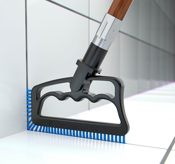 Fuginator Scrub Brush for Tile and Grout: Stiff Nylon Bristle Scrubbing Brush - Bathtub and Shower Scrubber for Floor Joints and Tile Seams - Cleaning Brush (Black/Blue)