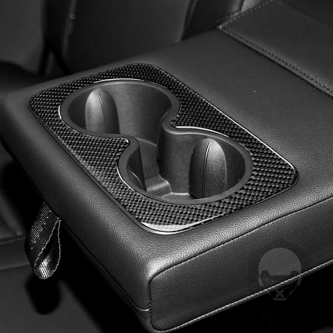 Rear Cup Holder Panel Stickers Fit for Chevrolet Blazer 2019-2025 | for L/LT/RS/Premier | Real Carbon Fiber | Accessories | Rear Cup Holder Panel Cover | Thick Overlay | Self-adhesive