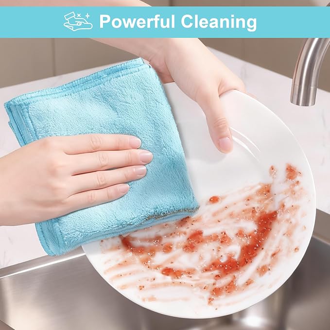 JOYMOOP Microfiber Cleaning Cloths Cyan, 11.8" x 11.8" Kitchen Towels – Reusable Cleaning Rags, Lint-Free, Super Absorbent Cleaning Cloths for Kitchen, Car, and Household Cleaning