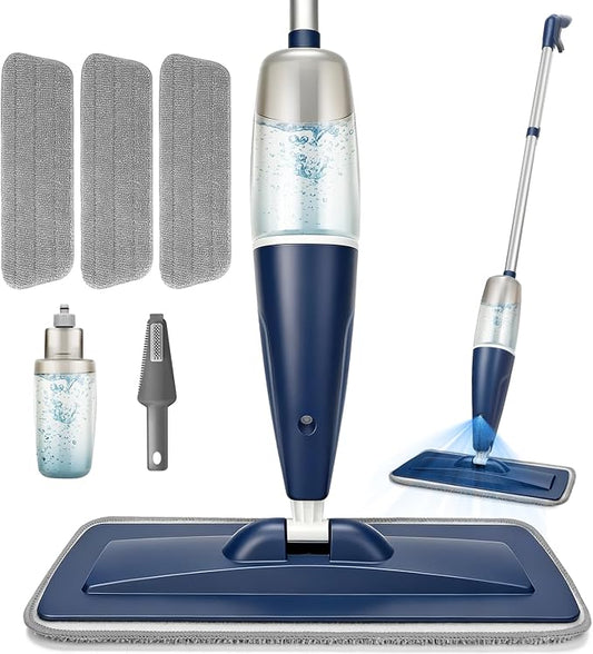 CLDREAM Microfiber Spray Mop for Hardwood Tile Floors Dust Cleaning | 3 Microfiber Washable Pads| 23.6oz Refillable Bottle|Dry Wet Use Mops with Sprayer for Home Kitchen Tile Wood Vinyl Laminate