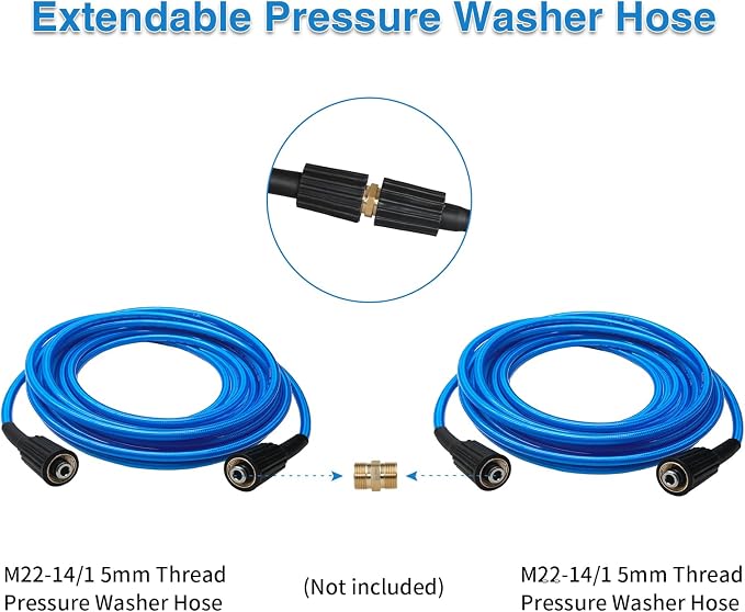 Pressure Washer Hose 25 FT 1/4 Inch, Kink Resistant Power Washing Extension Hose Compatible with M22 Fittings, Replacement For Most Brand Pressure Washers, 3000 PSI