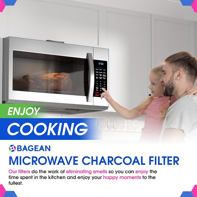 Microwave Charcoal Filter 5.35” x 5.03” for 8206230A Maytag and Whirlpool Microwave Filter Replacement - Carbon Filters Freshens and Filters Kitchen Air in Over the Range Oven Vent Fan (4-Pack)