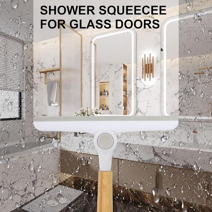Window Squeegee for Glass Doors，All-Purpose 9.7” Window Cleaning Squeegee, Handheld for Windows, Car Windshields & More，Grey (9.5" Shower Squeegee)
