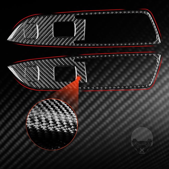 Rear Door Window Switch Stickers Fit for Chevrolet Blazer 2019-2025 | for L/LT/RS/Premier | Real Carbon Fiber | Rear Door Window Switch Control Panel Cover | Anti-scratch | Self-adhesive
