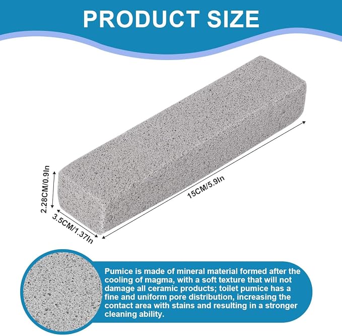 Herda 16 Pack Pumice Stone Toilet Bowl Cleaning, Powerfully Pumice Stick for Toilet Cleaning Hard Water Rings, Calcium Buildup, Rust, Pumice Stone for Cleaning Stove, Tub, Grill, Swimming Pool, Sink