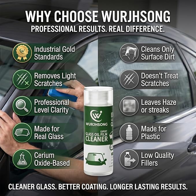 3.38 Fl Oz Cerium Oxide Glass Polish Compound, Car Glass Scratch Remover, Oil Film & Water Spot Cleaner for Windshield Windows Mirror, Remove Wiper Marks Swirls Hard Water Stains