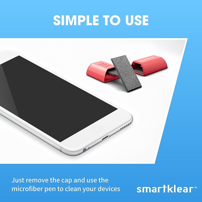 SmartKlear Smart Phone Screen Cleaner - Compatible with iPhones, Androids, and More - Cleaner with Carbon Microfiber Tech-Injected Pink-1 Count (Pack of 1)