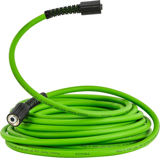 PWACCS Pressure Washer Hose, 1/4" x 25 FT Flexible Power Washing Hose | 3600 PSI High Pressure Replacement Hose, Pressure Washing Extension Hoses, Compatible with M22 Fittings