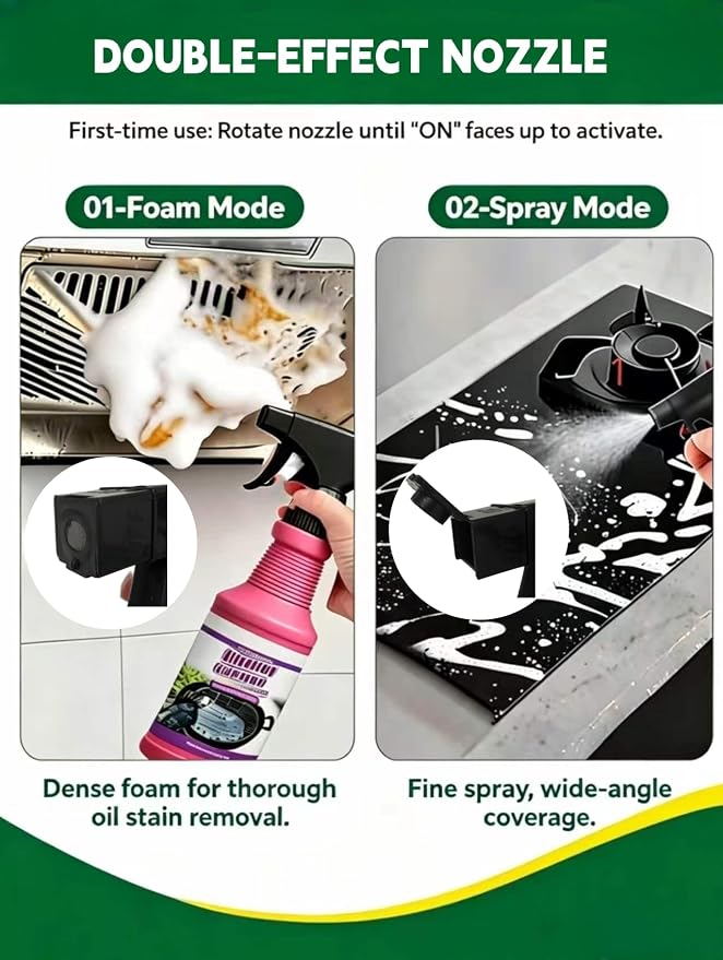 2026 Upgraded High-Concentration BBQ Grill Cleaner Foam - Heavy Duty Kitchen Degreaser Spray for Oven, Stove Top, Range Hood, Stainless Steel Grates - Stubborn Tar & Aged Grease Remover, 120ml
