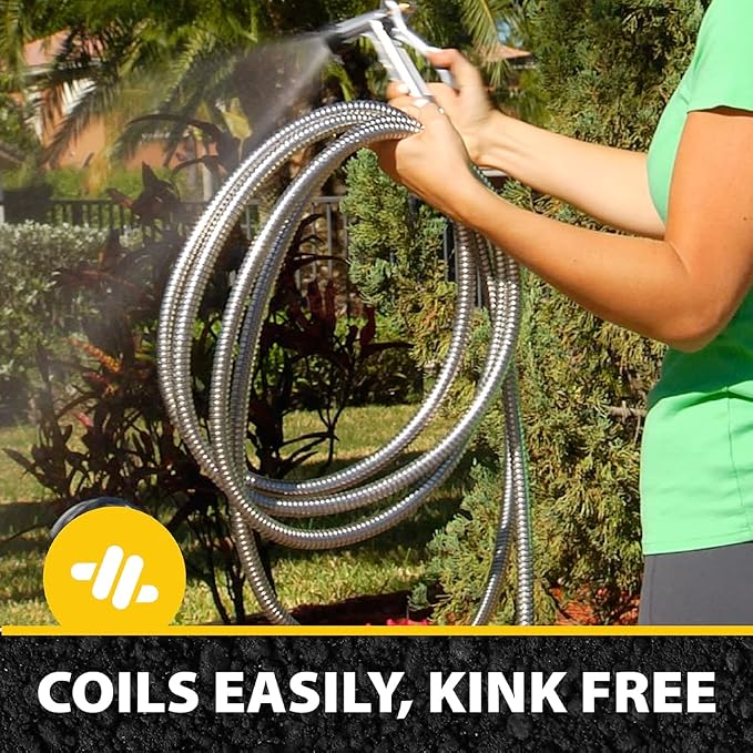 BIONIC STEEL 75 Ft Garden Hose 304 Stainless Steel, 75 Ft Water Hose, Super Tough & Flexible Metal Hose, Lightweight, Crush Resistant Fittings, Kink & Tangle Free, Rust Proof, Easy to Use & Store | Non Kinking Design, Stainless Steel Heavy Duty Water H...