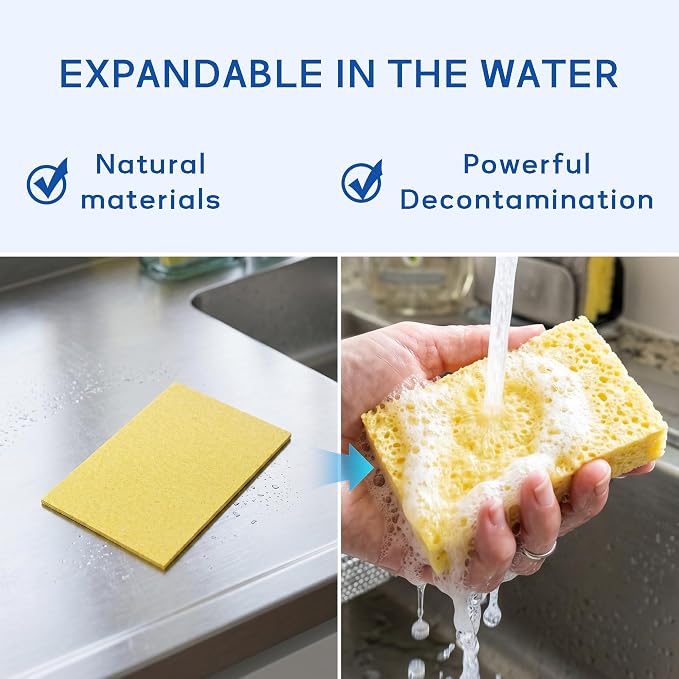 ARCLIBER Cellulose Sponges,Heavy Duty Scrub Kitchen Sponge No Scratching,Pop Up Eco DIY (6 Pack)