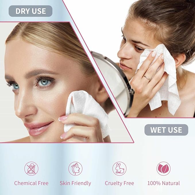 Disposable Fast Dry Wipes, Daily Face Towel, Facial Washcloth, Makeup Remover, Cleansing Towelettes, Ultra Soft, 40 Ct,1 reusable plastic box
