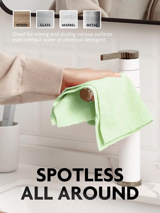 Fantasticlean Microfiber Cleaning Cloth Roll- 75 Sheets, 12" x 12" (Green) | Super Absorbent, Lint-free, Tear-away Microfiber Towel Roll, for All-Purpose Cleaning, Reusable Alternative to Paper Towels