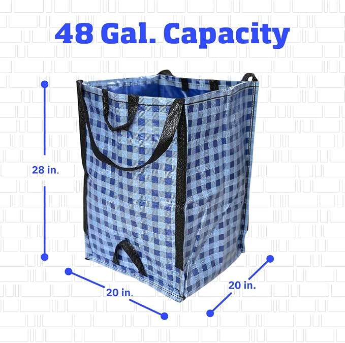 DURASACK Heavy Duty Home and Yard Bags, Gingham Blue