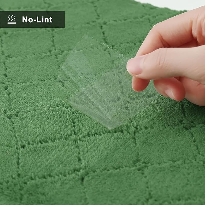 Homaxy 12 Pack Dish Towels for Kitchen (13 x 19 Inches, Grass Green), Super Soft and Absorbent Coral Velvet Dish Cloths for Washing Dishes, Nonstick Oil Fast Drying Microfiber Cleaning Cloth