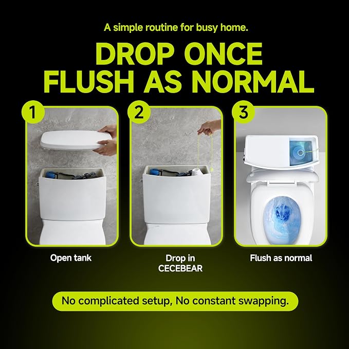 In-Tank Toilet Cleaner Bottle, Automatic Toilet Bowl Cleaners for Hard Water Stains, Septic System Friendly, Long Lasting Up to 180 Days / 1000+ Flushes