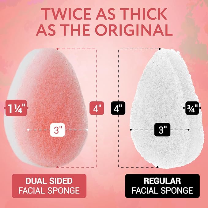 IMPRESA Facial Sponge - Daily Deep Cleansing Face Scrubber - Gentle Exfoliating Pads for Dead Skin Removal - Reusable Face Scrub Pads for Normal to Oily Skin (Peach/White, Thick)