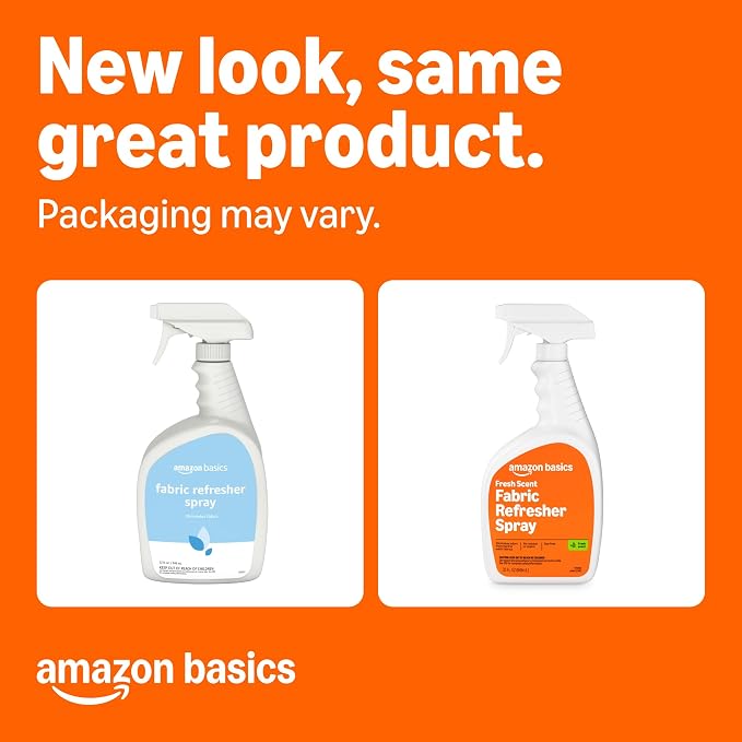 Amazon Basics Fabric Spray, Fabric Freshner, Fresh Scent, 32 fl oz, Pack of 2, Packaging May Vary