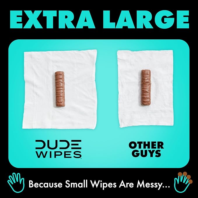 DUDE Wipes Mint Chill Flushable Wipes - Extra-Large Adult Wet Wipes - 1 Pack (48 Count), Travel Pack - Infused with Tea Tree Oil, Vitamin E, and Aloe - Septic and Sewer Safe