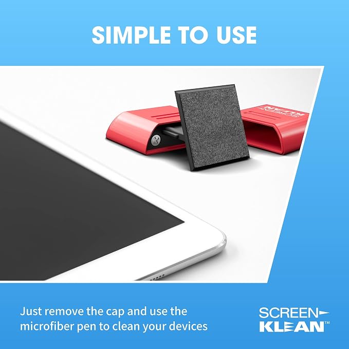 ScreenKlean Tablet Screen Cleaner - Compatible with iPad, Android & Amazon Tablet - with Carbon Microfiber Tech-Injected Pink-1 Count (Pack of 1)