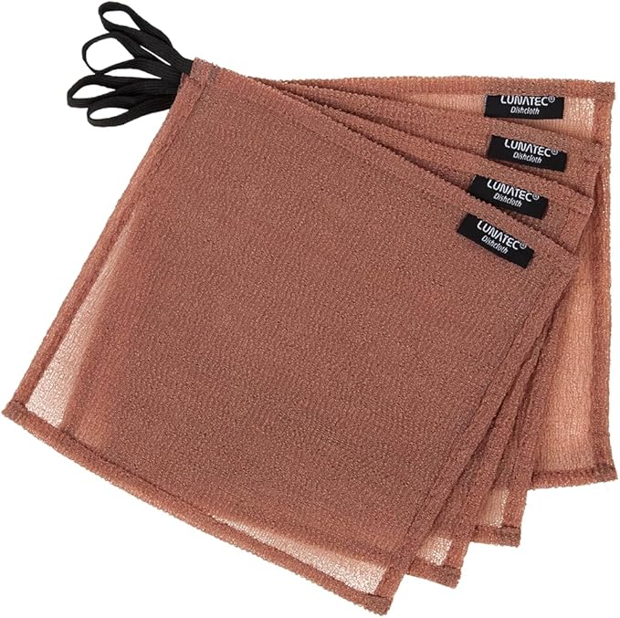 Lunatec Odor-Free Kitchen Dishcloths. A Scrubber and scouring pad for All Surfaces. (4-Pack)