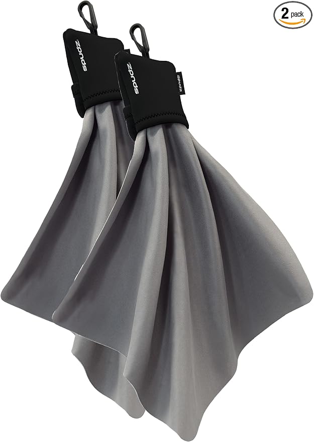 SPUDZ Ultra Microfiber Lens Cleaner with Closeable Bottom – Clip-On Pouch, Washable – for Binoculars, Scopes, Glasses, Screens | Ultra Black, 10 x 10 Inch (2-Pack)