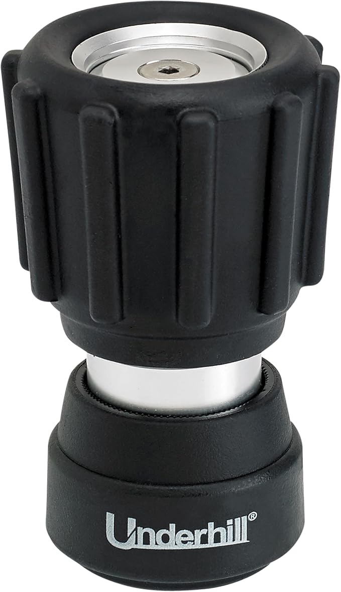 Underhill Magnum Mini Garden Hose Nozzle NG350 – Heavy Duty Adjustable Water Sprayer, 3/4 Inch Thread Inlet, Aluminum Body with Rubber Bumper, Jet Spray, High Pressure Hose Attachment