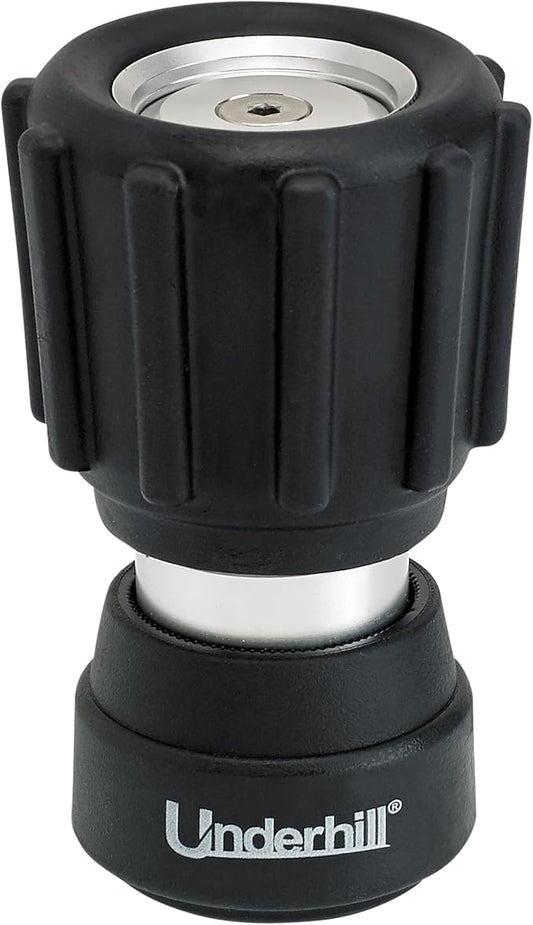 Underhill Magnum Mini Garden Hose Nozzle NG350 – Heavy Duty Adjustable Water Sprayer, 3/4 Inch Thread Inlet, Aluminum Body with Rubber Bumper, Jet Spray, High Pressure Hose Attachment