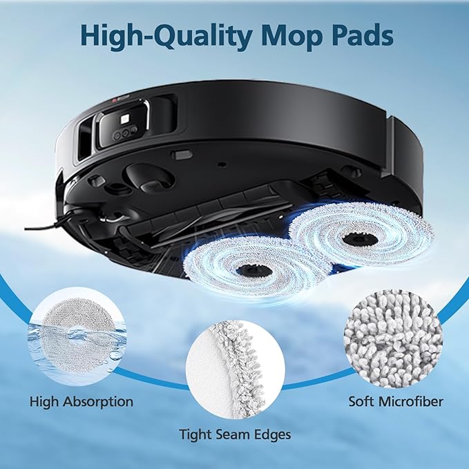 6-Pack Mop Pads for Compatible with Dreame L10S Ultra|X40 Ultra|L40 Ultra | X50 Ultra|L50 Ultra|L10S Pro Ultra Heat|L10S Ultra Gen2|X30 Ultra|L40S Ultra Robot Vacuum, Microfiber Replacement Pads