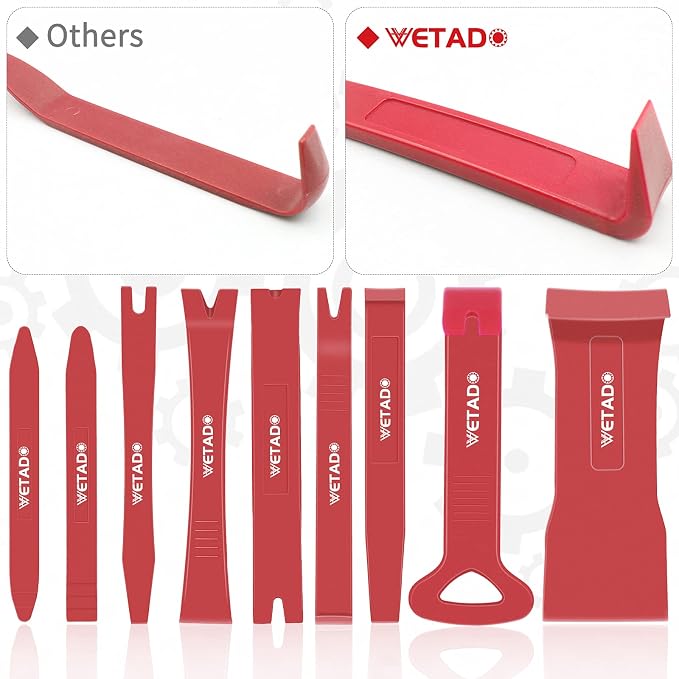 Auto Trim Removal Tools Kit, Wetado 15Pcs Car Panel Removal Tool Interior Trim Kit Fastener Rivet Remover Plastic Pry Tool Set - Metal Removal of Car Molding, Dashboards, Wheel Hubs