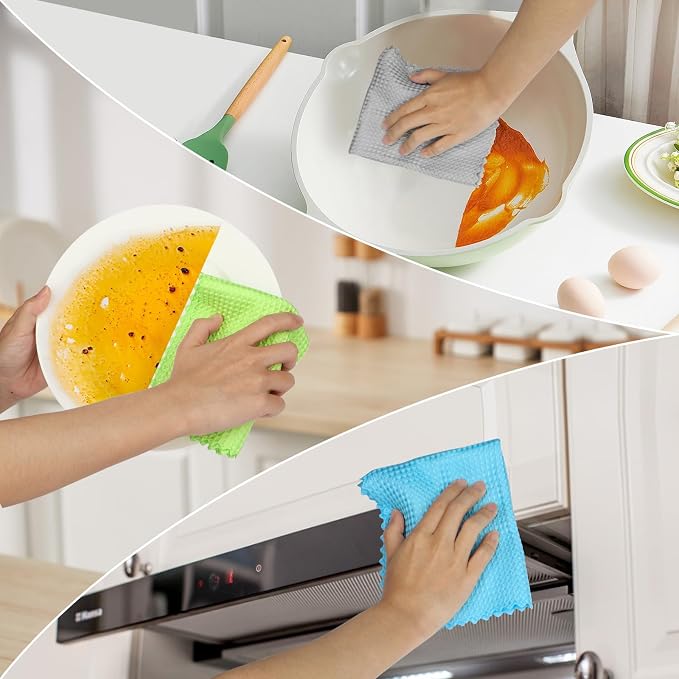 AIDEA Microfiber Glass Cleaning Cloth 12PK, Magic Cleaning Cloth 11×11" | Lint Free Cloth Polishing Rags, Stainless Steel Wipes for Glass, Windows, Mirrors, Stainless Steel, Kitchen Dishcloths
