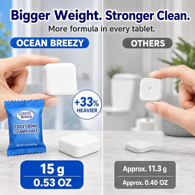 Toilet Bowl Cleaner Tablets with Bleach, 24 Pcs | Toilet Bowl Cleaner Tablets with Bleach, Helps Remove Stains & Odors, Bathroom Cleaning Supplies