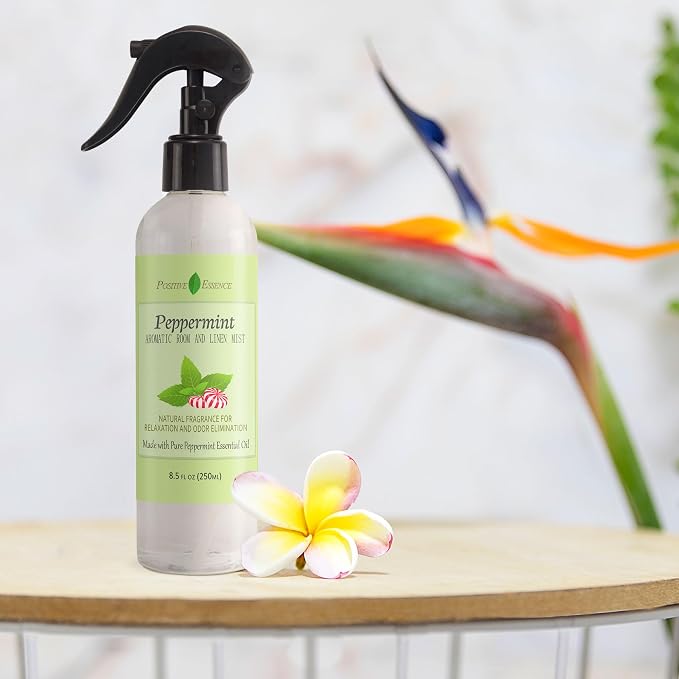 Peppermint Linen and Room Spray, Natural Aromatic Mist Made with Pure Peppermint Essential Oil, Perfect as a Bathroom Air Freshener Odor Eliminator (8.5 fl oz)