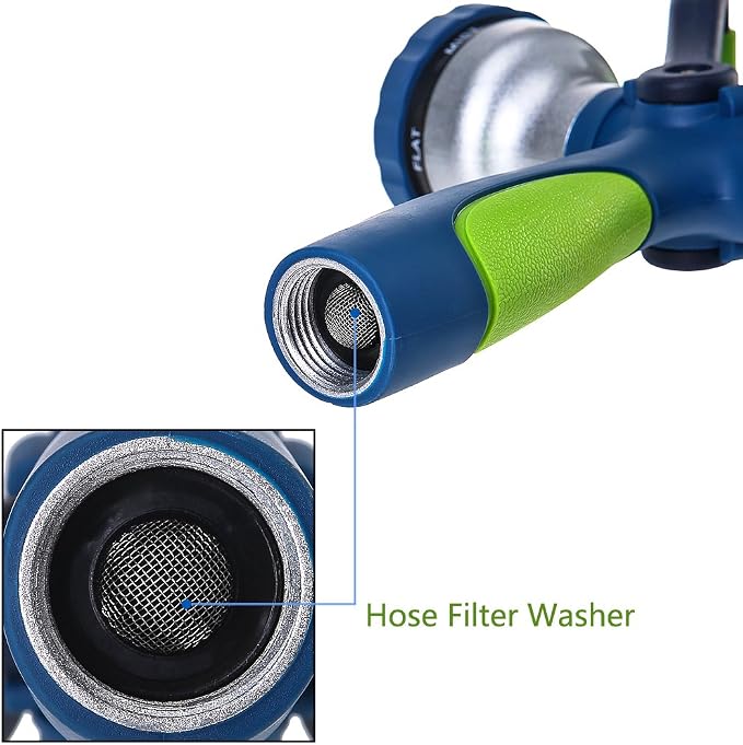 GREEN MOUNT Garden Hose Nozzle with Quick Connect Set - Zinc Alloy High Pressure Sprayer, Fireman Style Handle for Car Wash & Plant Watering, Green