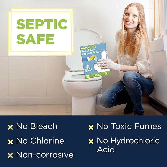Nature Clean Non-Toxic Toilet Bowl Cleaners Strips 45 count - 2 pack, Plastic-Free Packaging, Natural Toilet Cleaner Septic Safe, Refresh Toilets & Bathroom. No Splash