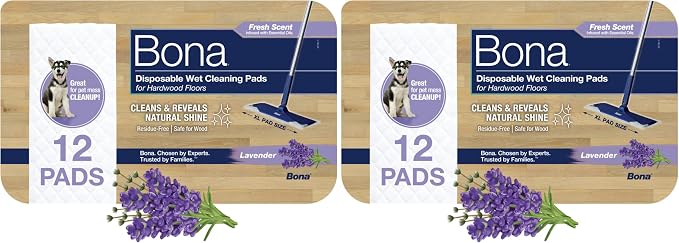Bona® Disposable Wet Cleaning Pads for Hardwood Floors, Lavender Scent (Pack of 2)