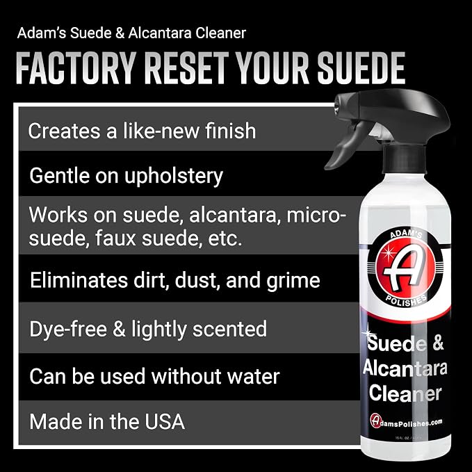 Adam's Suede Cleaner (16oz) - Professional Automotive Micro-Suede Cleaner For Car Interiors, Upholstery, Shoes, Clothing, Removes Stains & Refreshes Suede Material