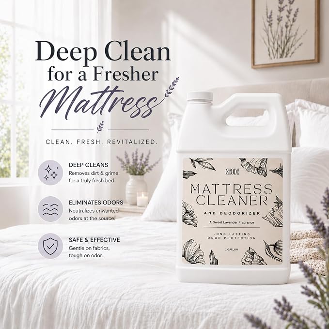 GEODE Mattress Cleaner & Deodorizer – Natural Enzyme Formula for Stain & Odor Removal, Sweet Lavender Aroma, Eco-Friendly & Non-Toxic, Safe for All Fabrics – Gallon (128fl oz)