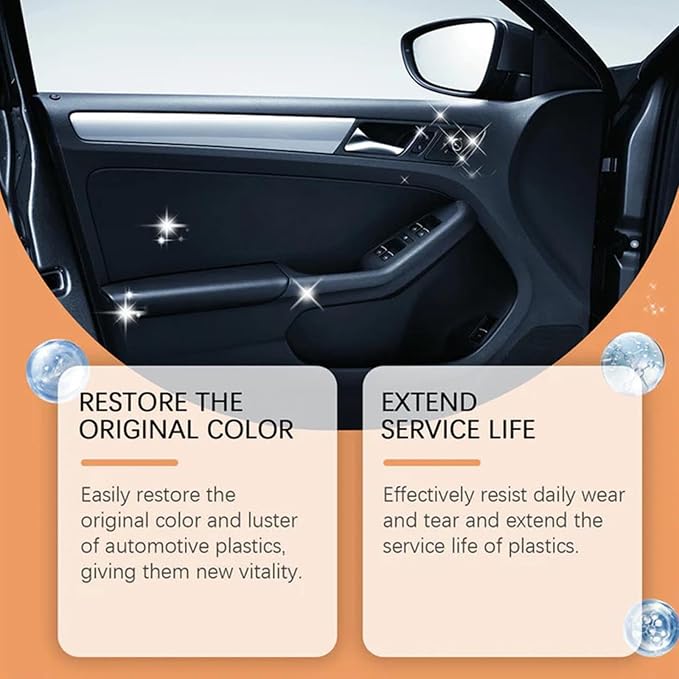Auto Plastic Restorer Kit, 100ml Car Interior Care Restorer Kit with Sponges, Auto Plastic Black Lotion, Interior Scratch Remover Cleaner, Can Restore The Luster Of Faded Plastics and Rubbers (1pcs)