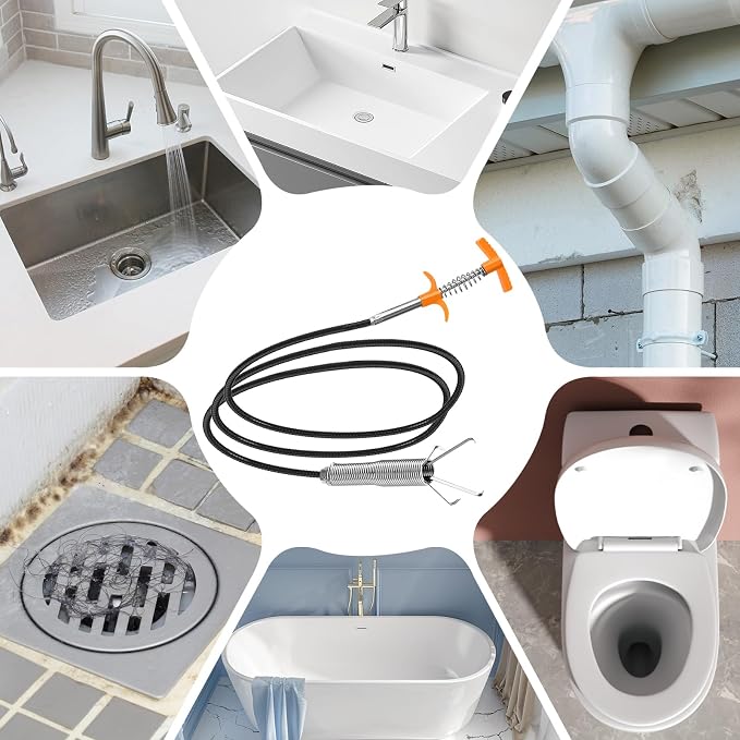 New Upgrade 35 inch Drain Snake Hair Drain Clog Remover Tool - Sink Drain Cleaner for Toilet Sewer Shower Kitchen Bathroom Tub Clogged Drains Opener Cleaning Tool, Flexible Grabber Claw Pick Up Tool