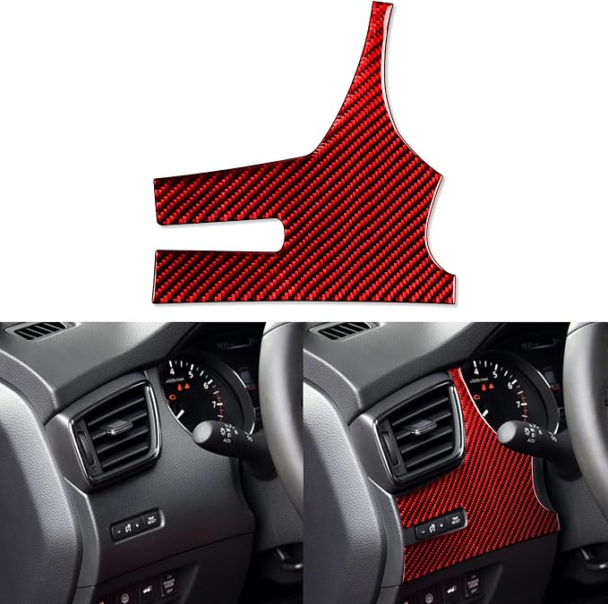 Red Real Carbon Fiber Trim for Nissan Rogue Accessories | for 2014-2020 / Rogue Sport 2017-2022 Headlight Switch Panel Cover Sticker Interior Thick Overlay Decal