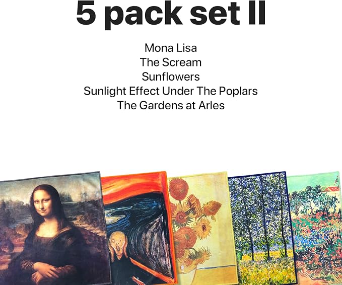 Extra Large [5 Pack] Classic Art Collection 2, Microfiber Cleaning Cloth - Ultra Premium Quality Microfiber Cloth(Best for Camera Lens, Glasses, Screens, and All Lens.)