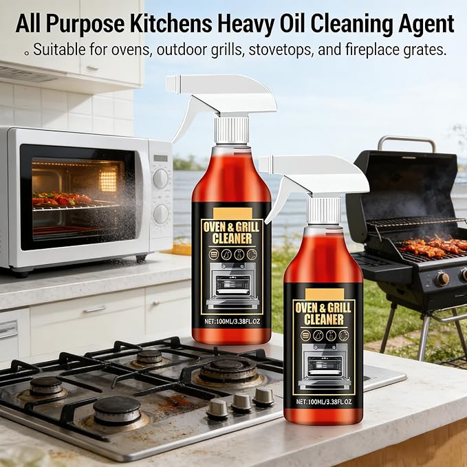 MYSQIHO Kitchen Heavy Oil Cleaner Spray, 100Ml All Purpose Kitchens Heavy Oil Cleaning Agent, Clean Spray Cleaner for Ovens, Countertops, Stovetop (2pcs)