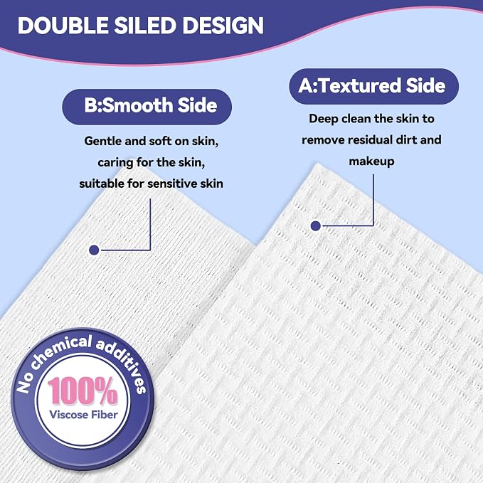 Large Disposable Face Towels 200 Count, 10"×12" Ultra Thick Premium Biodegradable Facial Towels, Makeup Remover Dry Wipes, Soft Face Towelettes for Sensitive Skin, Skincare and Women Cleaning