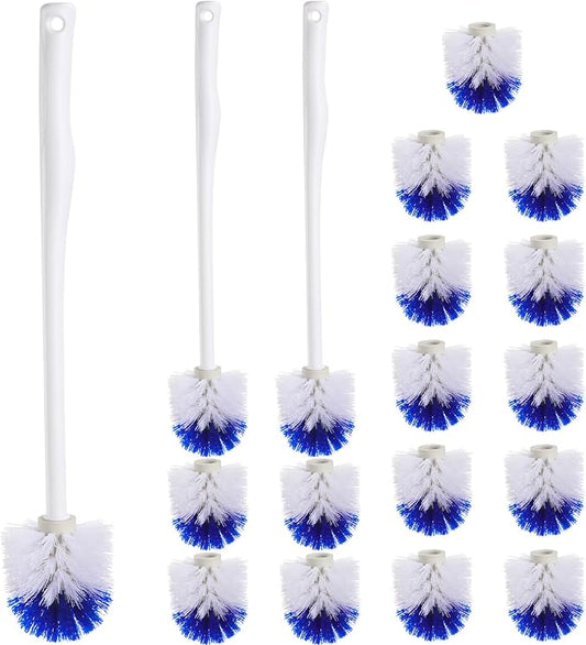 Willinglong 18 Pcs 18.5 Inch Toilet Bowl Cleaner Brush Bathroom Long Plastic Handled Cleaning Scrubber with Hook Hole Without Holder for Household Cleaning (Blue,White)