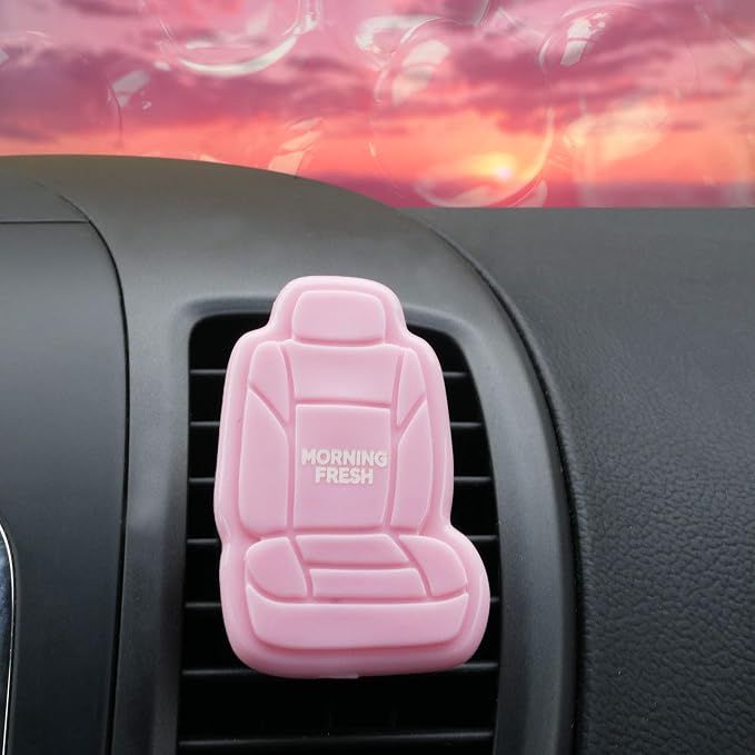 FH Group Morning Fresh 3D Scented Air Freshener 1-Pack Clip-On Non-Toxic, Plastic Alcohol-Free Fragrance Oil Car Seat Shape Long Lasting for Cars, SUVs, Closets, Small Spaces, etc. Pink