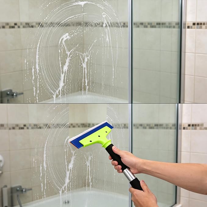 EHDIS Long Handle 8-Inch Rubber Squeegee Aluminum Tube Handle Window Tint Squeegee Auto Water Blade, Shower Squeegee for Car Windshield, Glass, Tiles, and Smooth Surfaces