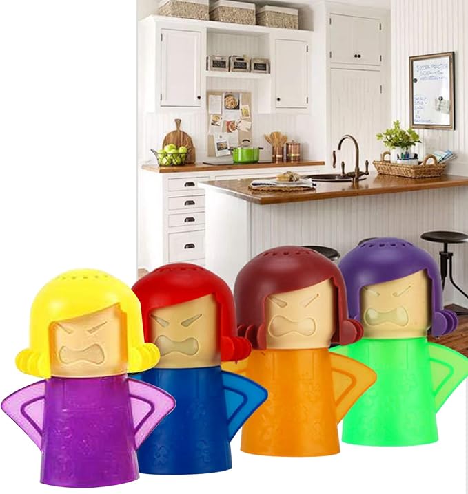 UgyDuky 4 Pack Angry Mom Microwave Cleaner Microwave Oven Steam Cleaner Doll Use Water and Vinegar High Temperature Cleaning Kitchen Cleaning Tool for Home and Office